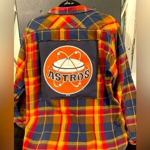 Upcycled Flannel Shirt, Houston Astros